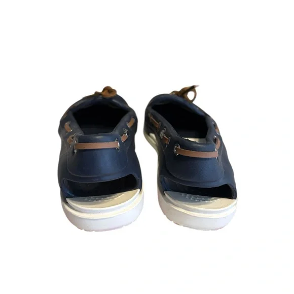 CROCS Women's Beach Line Hybrid Boat Shoes 8 Navy White Preppy Nautical Coastal - Picture 5 of 10